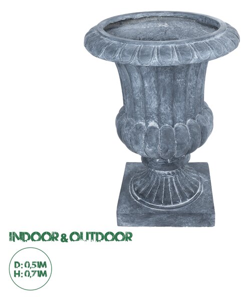 GloboStar® Artificial Garden ALCAZAR 20777 Επιδαπέδιο Πολυεστερικό Τσιμεντένιο Κασπώ Γλάστρα - Flower Pot Γκρι Φ51 x Υ71cm