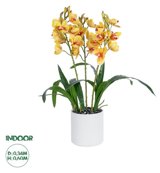 GloboStar® Artificial Garden YELLOW CHERRY CUMBIDIUM 21401 Διακοσμητικό Φυτό Κίτρινο Κυμβίδιο Υ60cm