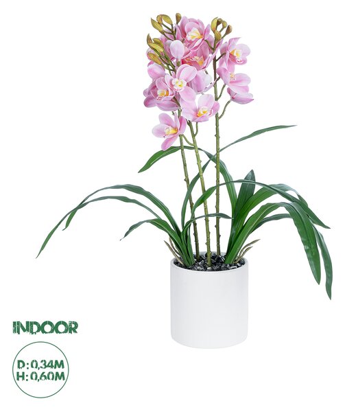 GloboStar® Artificial Garden PALE PINK CHERRY CYMBIDIUM 21403 Διακοσμητικό Φυτό Ροζ Κυμβίδιο Υ60cm