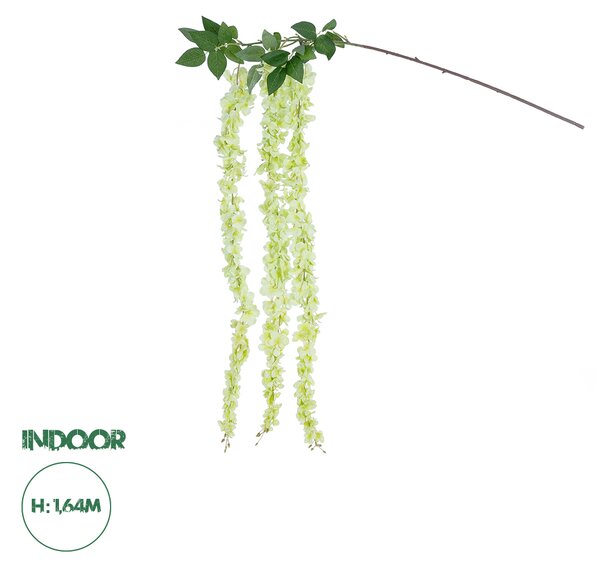 GloboStar® Artificial Garden GREEN WISTERIA FLOWER BRANCH 21520 Τεχνητό Διακοσμητικό κλαδί Βιστέρια Πράσινο Φ45 x Υ164cm