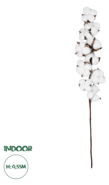 GloboStar® Artificial Garden COTTON BRANCH 20559 Τεχνητό Διακοσμητικό Κλαδί βαμβάκι Y55cm