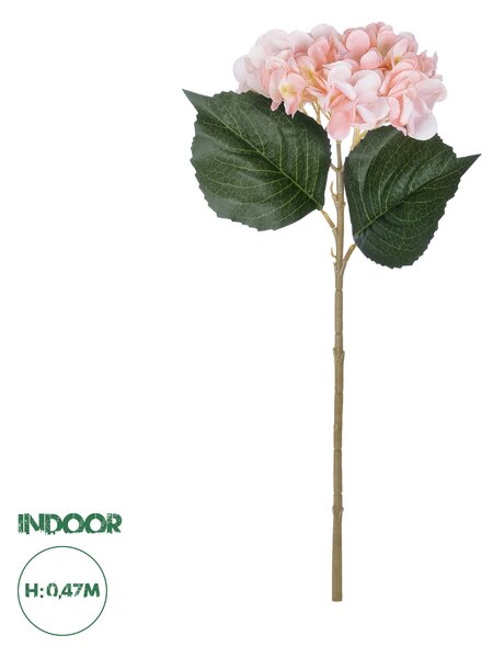 GloboStar® Artificial Garden SALMON HYDRANGEA BRANCH 21175 Τεχνητό Διακοσμητικό Κλαδί Ορτανσίας Σαμπανιζέ Y47cm