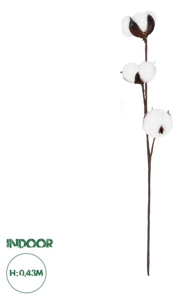 GloboStar® Artificial Garden COTTON BRANCH 20493 Τεχνητό Διακοσμητικό Κλαδί βαμβάκι Υ43cm