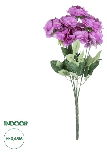 GloboStar® Artificial Garden PURPLE PEONY FLOWER BRANCH 21080 Τεχνητό Διακοσμητικό Μπουκέτο Μώβ Παιώνιας Y45cm