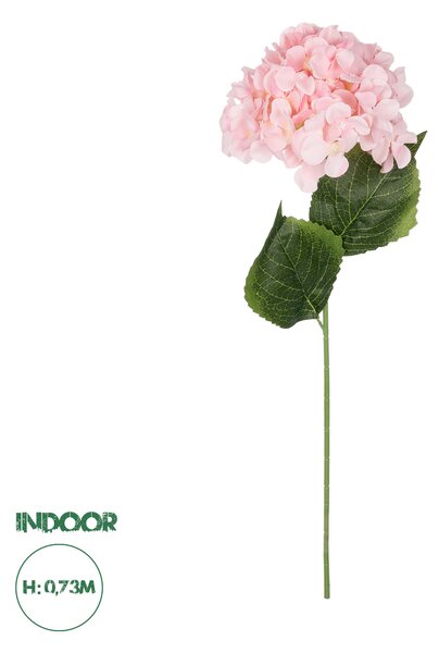 GloboStar® Artificial Garden PINK HYDRANGEA BRANCH 21143 Τεχνητό Διακοσμητικό Κλαδί Ροζ Ορτανσία Y73cm