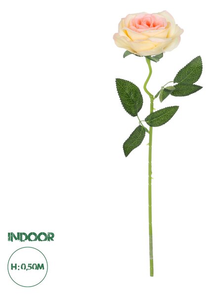 GloboStar® Artificial Garden CHAMPAGNE ROSE BRANCH 21141 Τεχνητό Διακοσμητικό Κλαδί Σαμπανιζέ Τριαντάφυλλο Y50cm