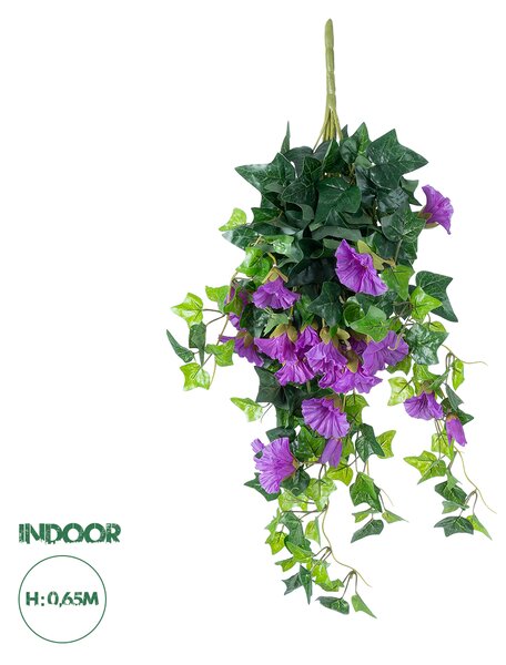 GloboStar® Artificial Garden MORNING GLORY HANGIN PLANT 21132 Τεχνητό Διακοσμητικό Κρεμαστό Κλαδί Ορτανσίας Y65cm