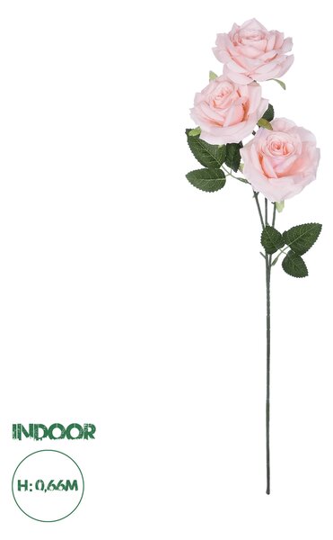 GloboStar® Artificial Garden LIGHT PINK CLIMBING ROSE BRANCH 21193 Τεχνητό Διακοσμητικό Κλαδί Τριαντάφυλλο Ανοιχτό Ροζ Y66cm