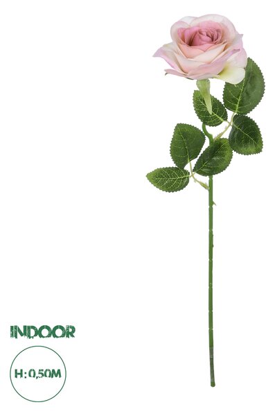 GloboStar® Artificial Garden LIGHT PINK ROSE BRANCH 21137 Τεχνητό Διακοσμητικό Κλαδί Ανοιχτό ΡοζΤριαντάφυλλο Y50cm