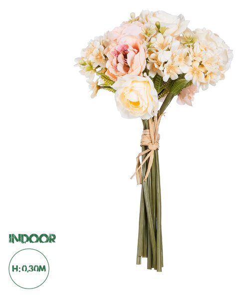 GloboStar® Artificial Garden PEONY FLOWER BOUQUET 21087 Τεχνητό Διακοσμητικό Μπουκέτο Παιώνιας Y30cm