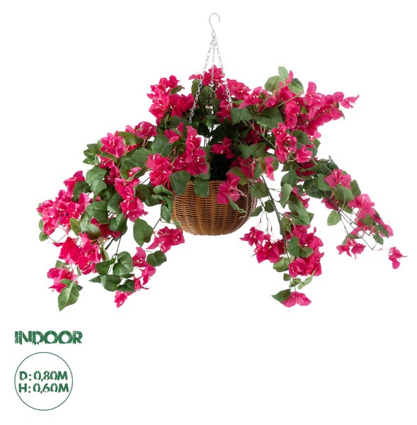 GloboStar® Artificial Garden RHODODENDRON HANGING PLANT 20634 Τεχνητό Κρεμαστό Διακοσμητικό Φυτό Τριανταφυλλιάς Y60cm