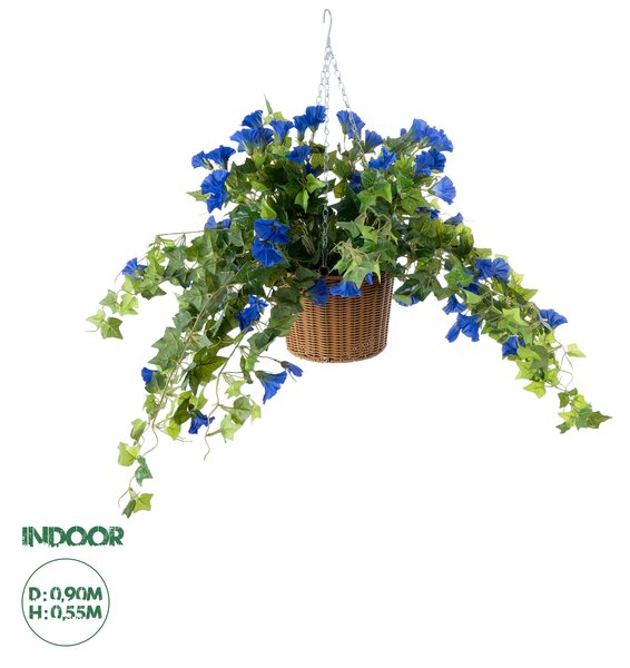 GloboStar® Artificial Garden MORNING GLORY HANGING PLANT 20636 Τεχνητό Κρεμαστό Διακοσμητικό Φυτό Ορτανσίας Y55cm