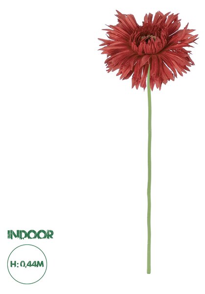 GloboStar® Artificial Garden RED GERBERA BRANCH 21207 Τεχνητό Διακοσμητικό Κλαδί Ζέρμπερας Κόκκινο Y44cm