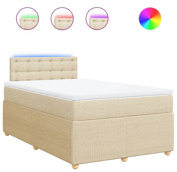 VidaXL Κρεβάτι Boxspring με Στρώμα Κρεμ 120x200 εκ. Υφασμάτινο