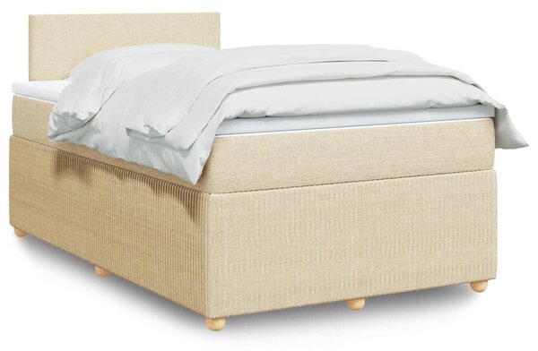 VidaXL Κρεβάτι Boxspring με Στρώμα Κρεμ 120x190 εκ. Υφασμάτινο