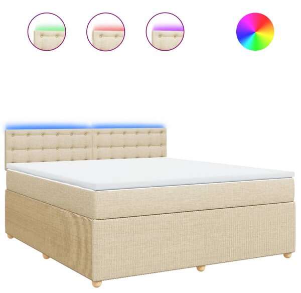 VidaXL Κρεβάτι Boxspring με Στρώμα Κρεμ 180x200 εκ. Υφασμάτινο