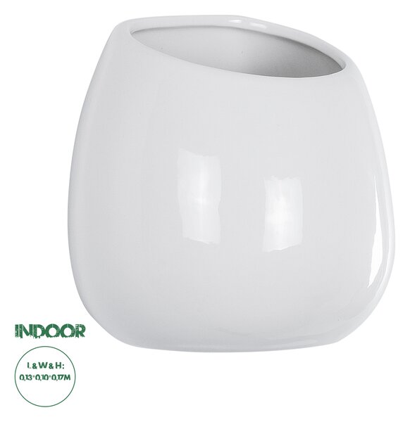 GloboStar® Artificial Garden GRENADA 20537 Διακοσμητικό Κεραμική Γλάστρα Λευκή Φ12 x Υ13