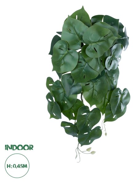 GloboStar® Artificial Garden MONSTERA HANGING PLANT 20613 - Τεχνητό Διακοσμητικό Κρεμαστό Φυτό Μονστέρα Υ45cm