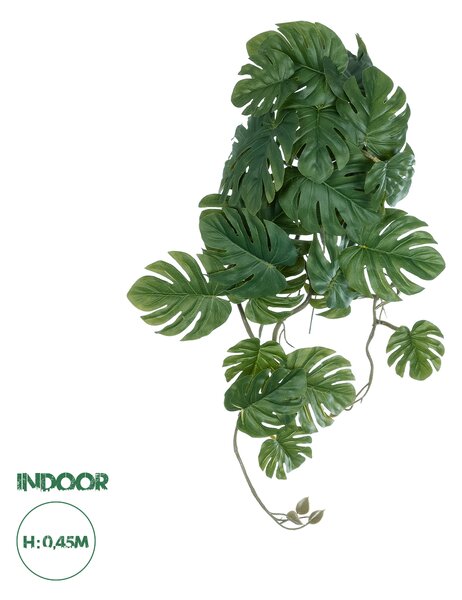 GloboStar® Artificial Garden MONSTERA HANGING PLANT 20605 - Τεχνητό Διακοσμητικό Κρεμαστό Φυτό Μονστέρα Υ45cm