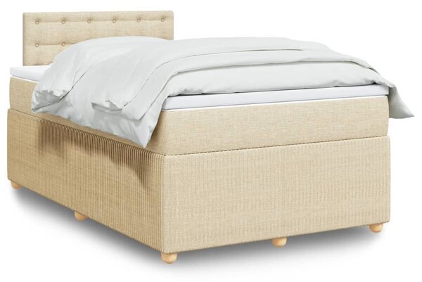 VidaXL Κρεβάτι Boxspring με Στρώμα Κρεμ 120x200 εκ. Υφασμάτινο