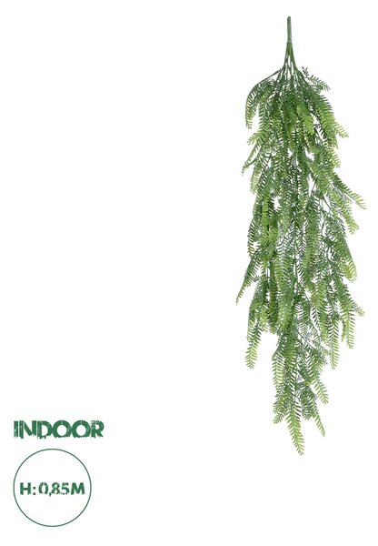 GloboStar® Artificial Garden HANGING FERN 20841 Τεχνητό Διακοσμητικό Κρεμαστό Φυτό Φτέρη Μ25 x Π12 x Υ85cm