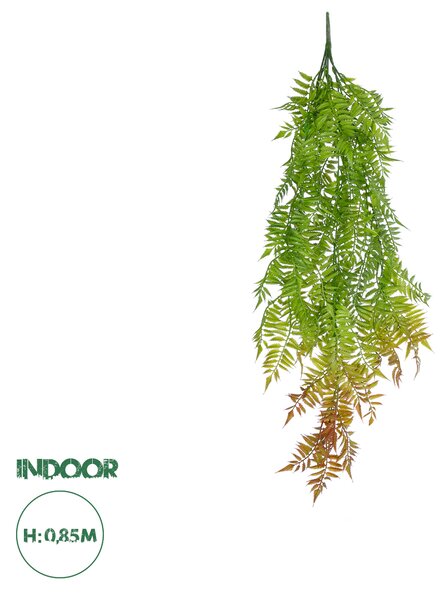 GloboStar® Artificial Garden HANGING FERN 20854 Τεχνητό Διακοσμητικό Κρεμαστό Φυτό Φτέρη Μ30 x Π14 x Υ85cm