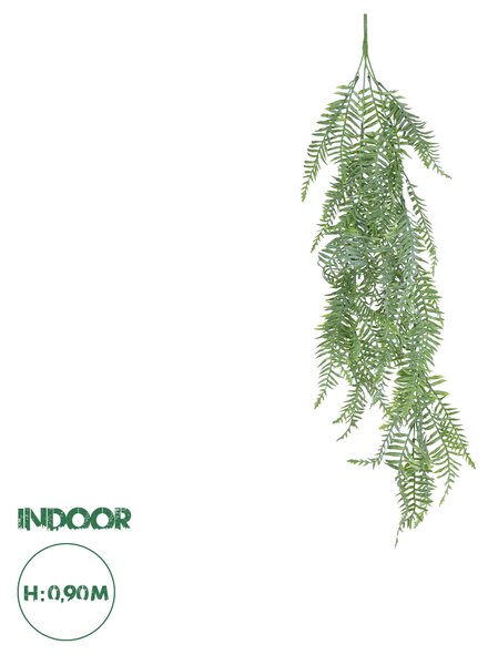 GloboStar® Artificial Garden HANGING FERN 20863 Τεχνητό Διακοσμητικό Κρεμαστό Φυτό Φτέρη Μ28 x Π15 x Υ90cm