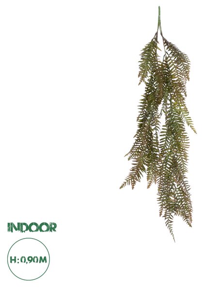 GloboStar® Artificial Garden HANGING FERN 20860 Τεχνητό Διακοσμητικό Κρεμαστό Φυτό Φτέρη Μ28 x Π15 x Υ90cm