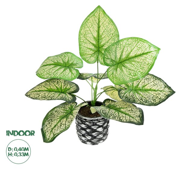 GloboStar® Artificial Garden CALADIUM 20889 Τεχνητό Διακοσμητικό Φυτό Τροπικό Φυτό Φ40 x Υ33cm