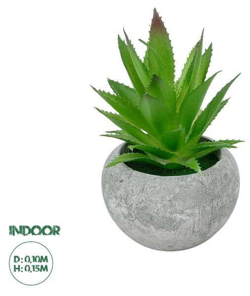 GloboStar® Artificial Garden SUCCULENT ALOE POTTED PLANT 21037 Διακοσμητικό Φυτό Αλόη Φ10 x Υ15cm