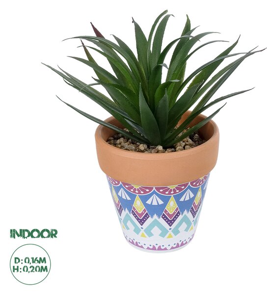 GloboStar® Artificial Garden SUCCULENT SANSEVIERIA POTTED PLANT 21047 Διακοσμητικό Φυτό Σανσεβιέρια Φ16x Υ20cm