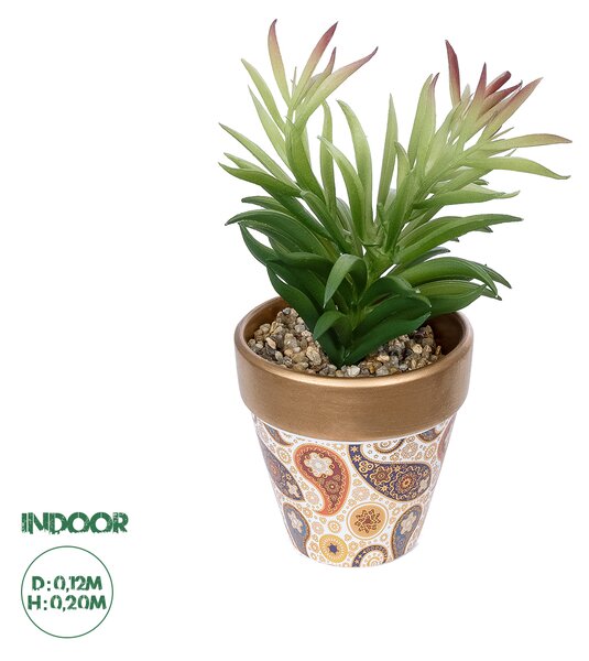 GloboStar® Artificial Garden SUCCULENT CRASSULA POTTED PLANT 21046 Διακοσμητικό Φυτό Κρασούλα Φ12 x Υ20cm