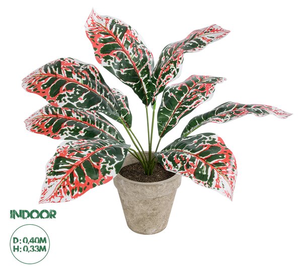 GloboStar® Artificial Garden RED AGLAONEMA POTTED PLANT 20901 Διακοσμητικό Φυτό Κόκκινο Αγλαόνημα Φ40 x Υ33cm