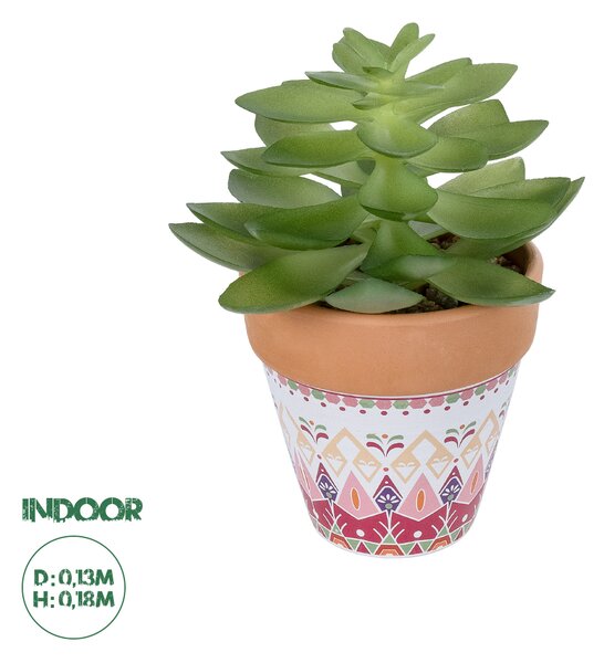 GloboStar® Artificial Garden SUCCULENT ECHEVERIA POTTED PLANT 21048 Διακοσμητικό Φυτό Εχεβέρια Φ13 x Υ18cm