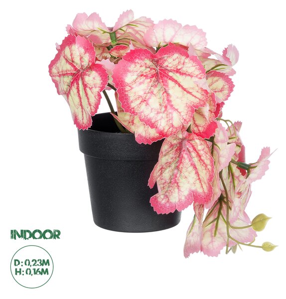 GloboStar® Artificial Garden RED BEGONIA PLANT 20948 Διακοσμητικό Φυτό Κόκκινη Μπιγόνια Φ23 x Υ16cm