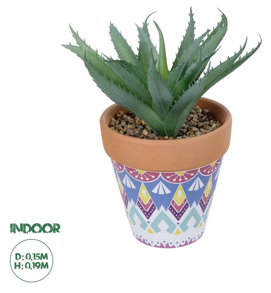 GloboStar® Artificial Garden SUCCULENT ALOE POTTED PLANT 21053 Διακοσμητικό Φυτό Αλόη Φ15 x Υ19cm