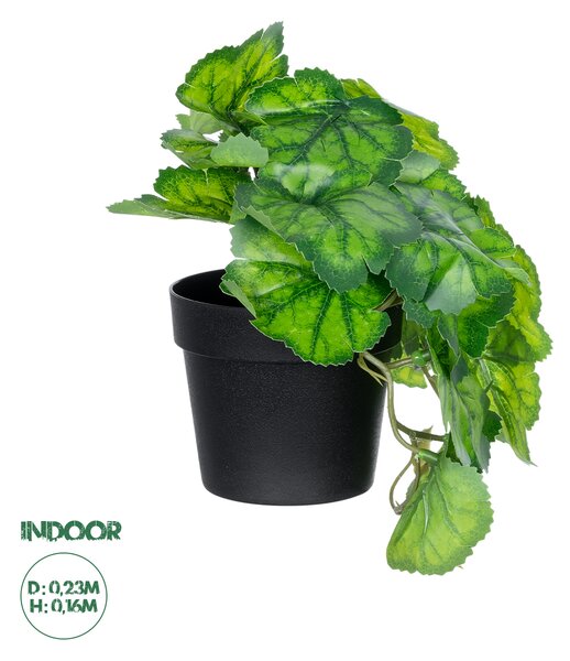 GloboStar® Artificial Garden GREEN BEGONIA PLANT 20949 Διακοσμητικό Φυτό Πράσινη Μπιγόνια Φ23 x Υ16cm