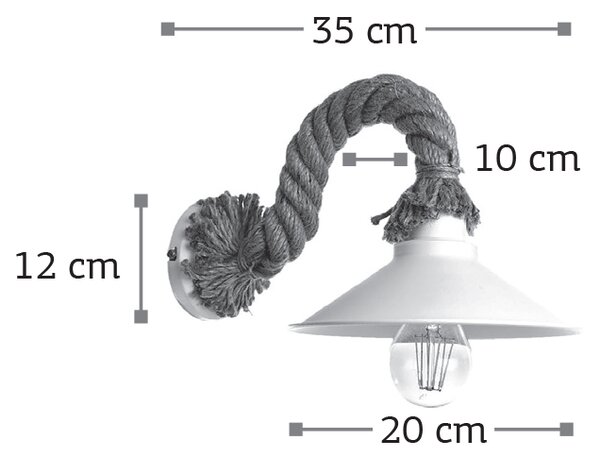 InLight Επιτοίχιο φωτιστικό από καφέ σχοινί και λευκό μέταλλο 1XE27 D:35cm (43351-WH)