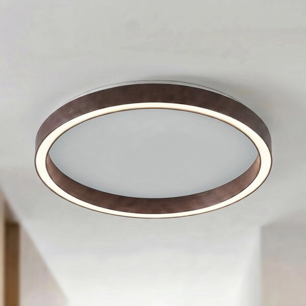 Lucande Φωτιστικό οροφής LED Rotundo, Ø 40 cm, καφέ, με ρυθμιζόμενη ένταση, ρυθμιζόμενος, Καφέ / Σκουριάς, Σαλόνι / τραπεζαρία, Πλαστικό, σύγχρονο