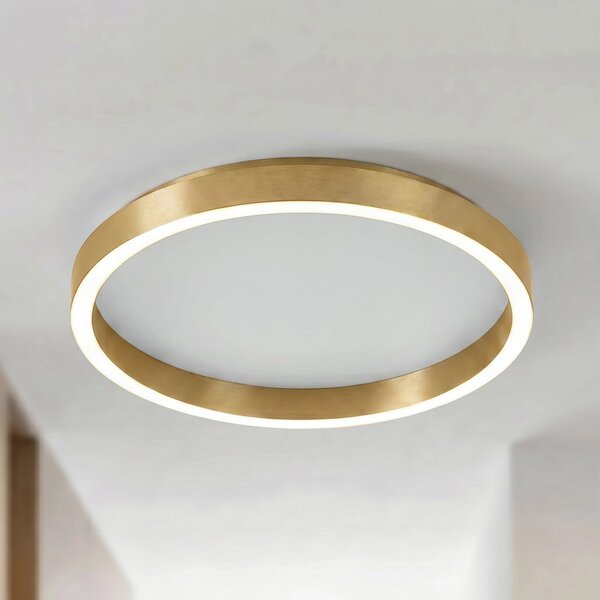 Lucande Φωτιστικό οροφής LED Rotundo, Ø 40 cm, ορείχαλκος, με ρυθμιζόμενη, ρυθμιζόμενος, Χρυσό / Ορείχαλκου, Σαλόνι / τραπεζαρία, Πλαστικό, σύγχρονο