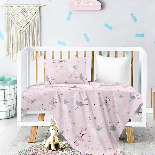 Σεντόνια Κούνιας (Σετ) Melinen Prime Line Baby Ballerina Ροζ ΧΩΡΙΣ ΛΑΣΤΙΧΟ 120x170