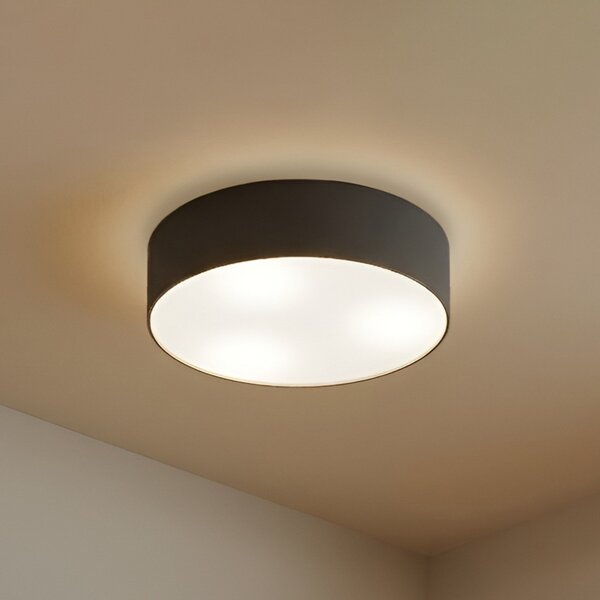 Lindby Φωτιστικό οροφής Sebatin, Ø 40 cm, γκρι, ύφασμα, E27, ρυθμιζόμενος, Γκρι, υπνοδωμάτιο, Ύφασμα / Κλωστοϋφαντουργία, σύγχρονο