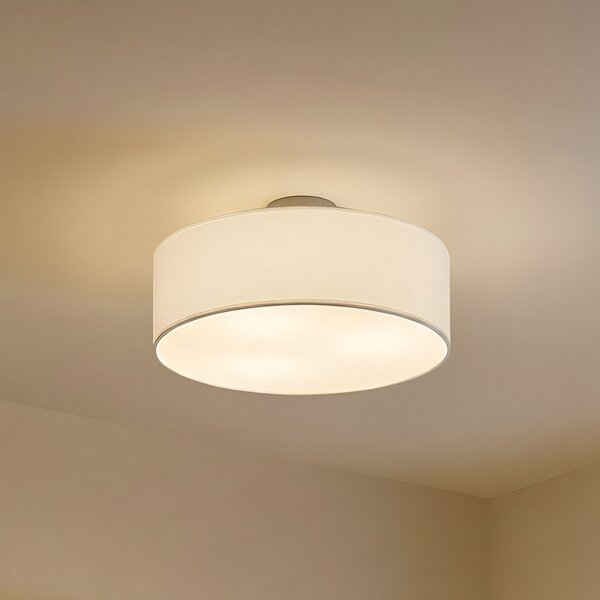 Lindby Φωτιστικό οροφής Sebatin, Ø 40 cm, λευκό, ύφασμα, E27, ρυθμιζόμενος, Λευκό, υπνοδωμάτιο, Ύφασμα / Κλωστοϋφαντουργία, σύγχρονο