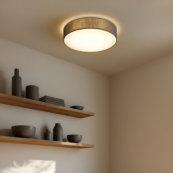 Lindby Φωτιστικό οροφής Sebatin, Ø 50 cm, γκρι, ύφασμα, E27, ρυθμιζόμενος, Γκρι, υπνοδωμάτιο, Ύφασμα / Κλωστοϋφαντουργία, σύγχρονο