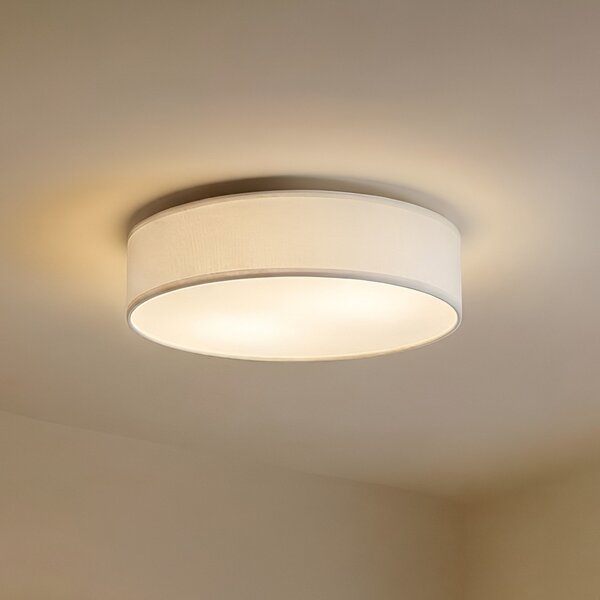Lindby Φωτιστικό οροφής Sebatin, Ø 50 cm, λευκό, ύφασμα, E27, ρυθμιζόμενος, Λευκό, υπνοδωμάτιο, Ύφασμα / Κλωστοϋφαντουργία, Σκανδιναβικό