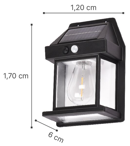 It-Lighting Faber-LED 3W 3CCT Solar Wall Light in Black Color (80204411S)