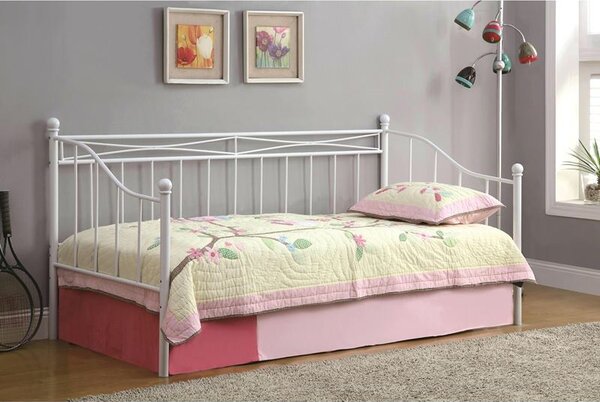 MARIN SET: DAYBED ΜΕ ΣΤΡΩΜΑ 90X190 + ΒΟΗΘΗΤΙΚΟ ΚΡΕΒΑΤΙ ΜΕ ΣΤΡΩΜΑ 85X185 ΜΕΤΑΛΛΟ ΑΣΠΡΟ