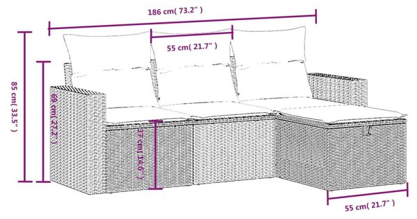 Σετ Καναπέ Κήπου 4 τεμ. Μπεζ Συνθετικό Ρατάν με Μαξιλάρια - Μπεζ