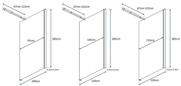 Rea Flexi ΤΟΙΧΟΣ ΝΤΟΥΣ 120 cm Chrom