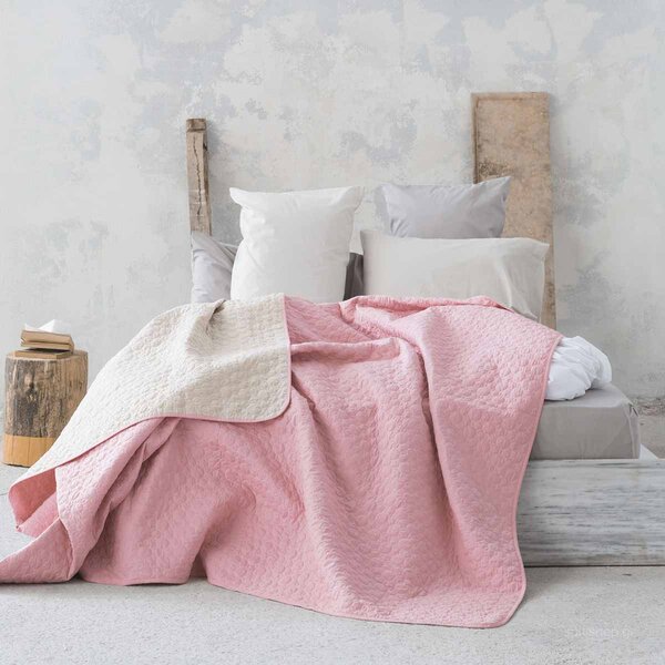 Κουβερλί Μονό (160x240) 2 Όψεων Nima Layers Cerchio Rouge Pink/Linen